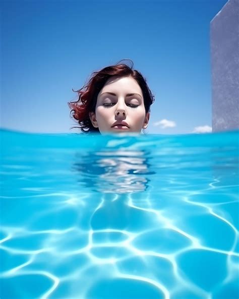 Premium Photo Fashion Portrait Of Caucasian Woman In Bikini In Blue Swimming