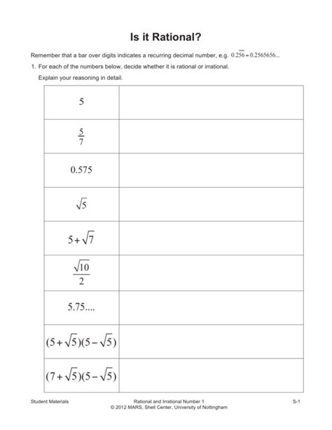 Rational And Irrational Numbers 1