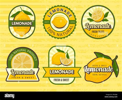 Lemonade Badges Retro Labels With Lemon Illustrations Vector Design