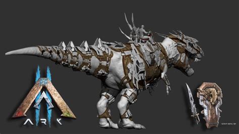 Ark 2 Dino Armor Rex Scrap Metal Customization And Weapons Youtube