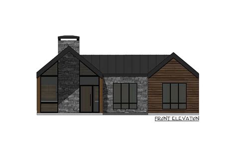 Bed Modern Mountain Home Plan With Stacked Stone Fireplace