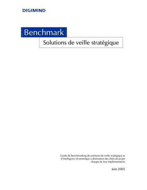 Pdf Solutions De Veille Strat Gique Digimind Comment Lutiliser