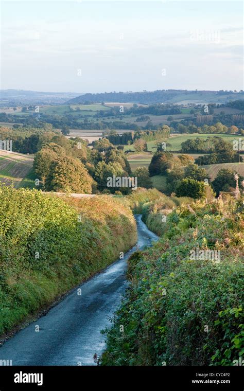 narrow british country road  shropshire uk stock photo alamy
