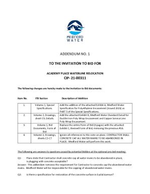 Fillable Online Addendum No To The Invitation To Bid For Cip Fax