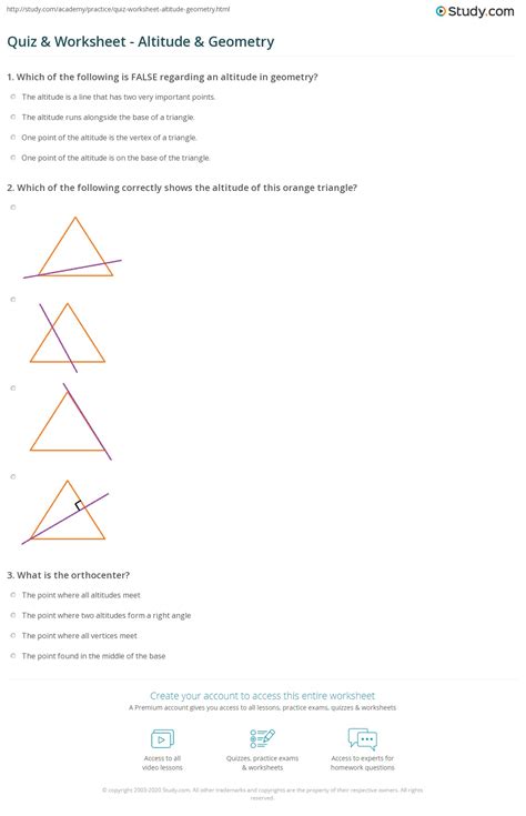 Quiz Worksheet Median Altitude And Angle Bisectors Of A