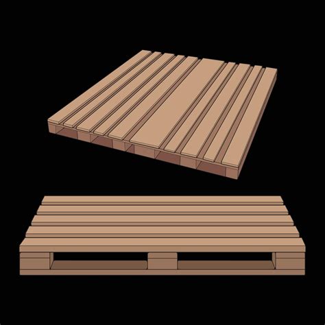 Set Of Wooden Pallet Vector Illustration On Black Background Isolated