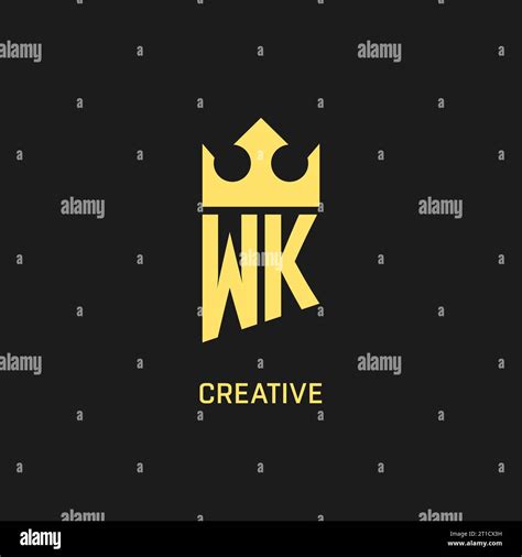 Monogram Wk Logo Shield Crown Shape Elegant And Luxury Initial Logo