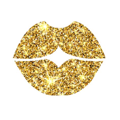 Luxurious Design Element Sparkling Golden Lips With Amber Glitter And