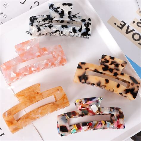 Geometric Acetate Hair Claws Large Square Acrylic Hairpins Hair Clamps