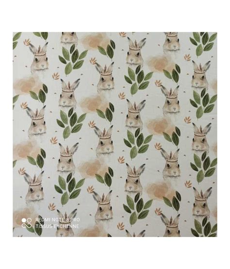 Tissu popeline impression numérique lapin indien Panpa Oekotex