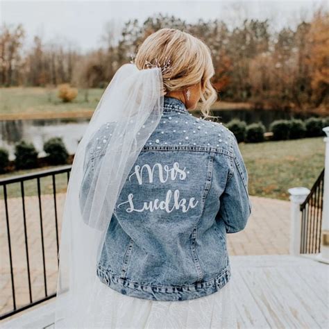 Personalised Mrs Bride Denim Jacket Customized Denim Jacket Jean Jacket