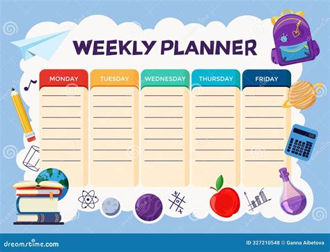 Plantilla De Afiches De Horarios Escolares Con Notas Adhesivas Para