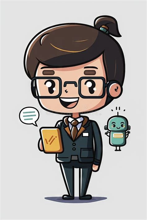 Intelligent Assistant Character In Chatbot Messenger Perfect For Web Design Stock Illustration