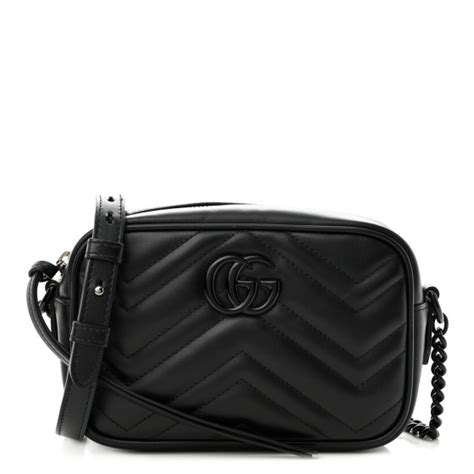 Gucci Calfskin Matelasse Monochrome Mini Gg Marmont Chain Shoulder Bag