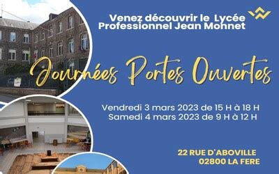 Journées Portes Ouvertes Lycée Professionnel Jean Monnet La Fère