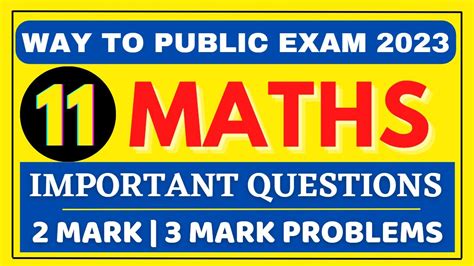 11th Maths Important Questions 2023 2 Mark And 3 Mark 11th Maths