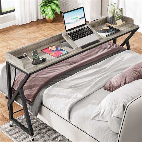 Mobile Overbed Table, 70.9" Queen Size Bed Table with Adjustable Tilt Board | Muebles hogar ...