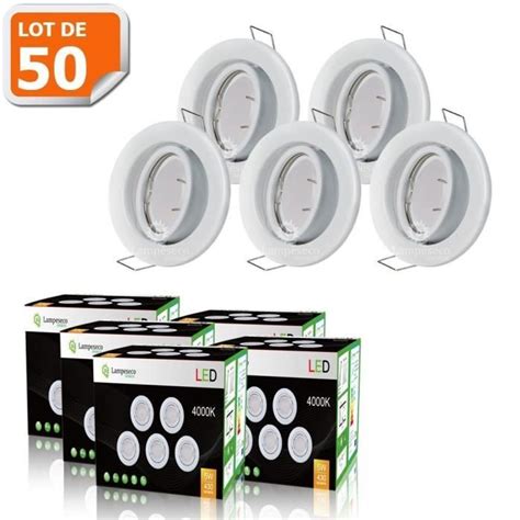 Lot De 50 Spot Encastrable Orientable Blanc Led 5w Achat Vente Lot De 50 Spot Encastrable