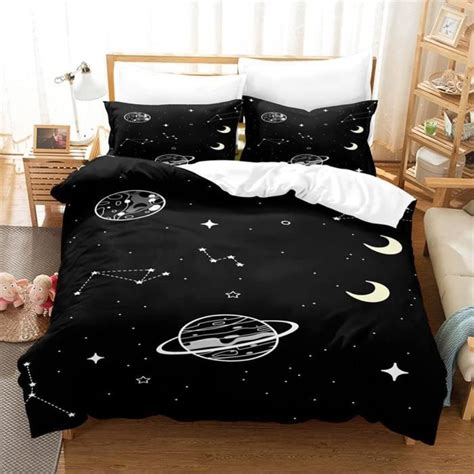 Parure de lit Dessin Animé Galaxie Planète Enfants Ados Microfibre Mou