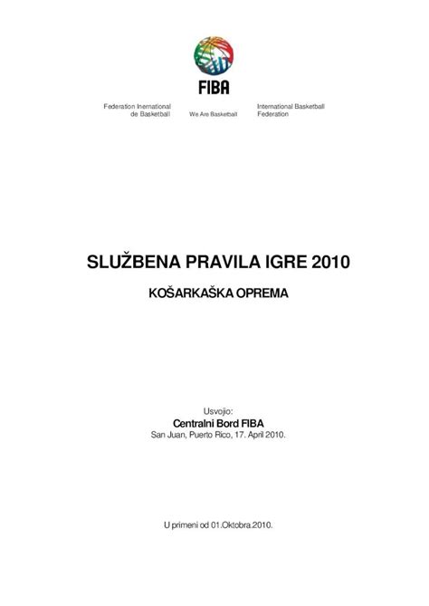 Pdf SluŽbena Pravila Igre 2010 Rksjsrsrksjsrskosarkaskaoprema