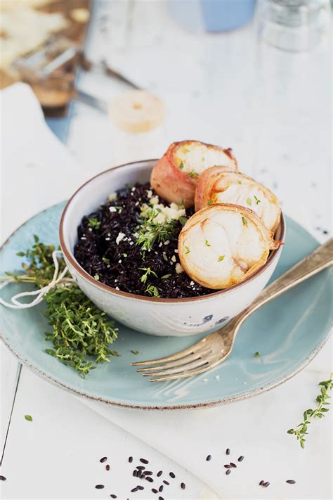 Riz Noir Fa On Risotto M Daillons De Lotte Au Lard Ed Lices