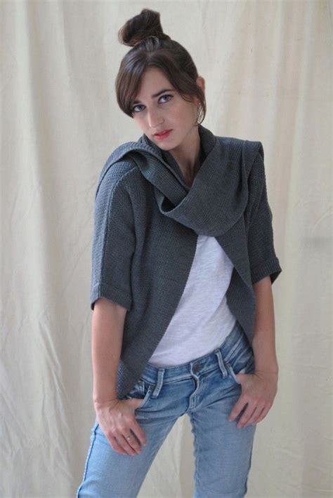 Women Jacket With A Scarf Grey By Andyveeirn On Etsy Jackets For Women Woven Jacket Jackets