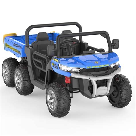 24V Kids Ride On Dump Truck,4WD 2 Seater Ride On Truck with Dump Bed/ Tailgate/ Shovel,6-Wheels ...