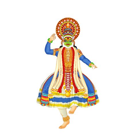 An Illustrated Portrayal Of A Kathakali Dancer Performing On A