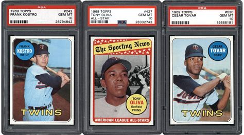 1969 Topps Minnesota Twins PSA GEM MINT 10 Trio 3 W Tony Oliva