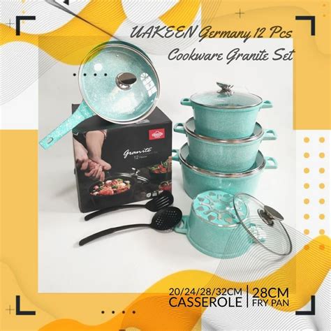 Uakeen Germany 12 Pcs Cookware Granite Sets – Nazlan Rich Trading Co.