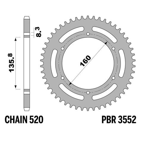 Pbr Steel Rear Sprocket Z47 Teeth 520 Size Aprilia Tuareg 125