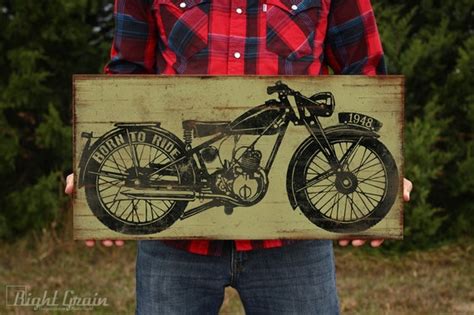 Vintage Motorcycle Wall Art Gift for Him Garage by RightGrain