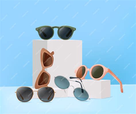 Premium Vector Realistic 3d Sunglasses Accessory Composition