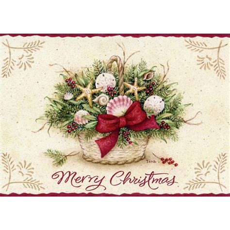 Holiday Beach Basket Box of 18 Warm Weather Christmas Cards ...