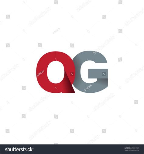 Initial Letters QG Overlapping Fold Logo Red Royalty Free Stock