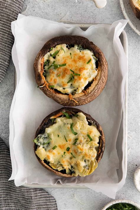 Spinach Artichoke Stuffed Mushrooms The Cheese Knees