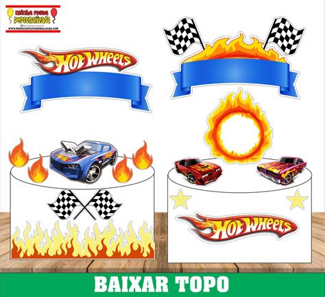 Topo de bolo Hot Wheels Para Imprimir Grátis