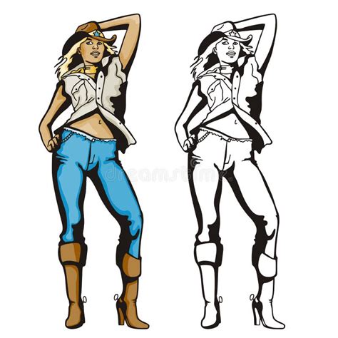 Pin Up Girl Sexig Cowgirl Vektor Illustrationer Illustration Av Illustration 58575663