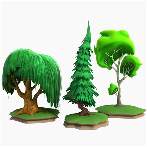 Cartoon Stylised Trees 3d Model 28 Max Unknown Fbx Obj Free3d