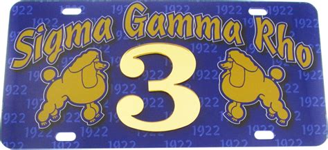 Sigma Gamma Rho Printed Graphic Raised Line 3 License Plate Blue