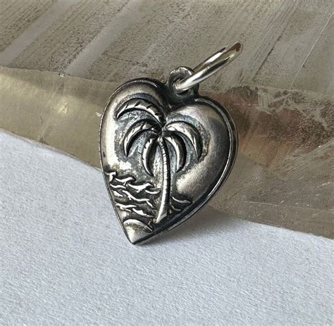 Vintage Sterling Palm Tree Puffy Heart Charm Etsy