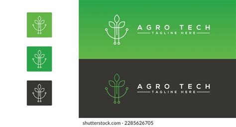 Agricultural Technologies Linear Logo Biotechnology Concept Stock