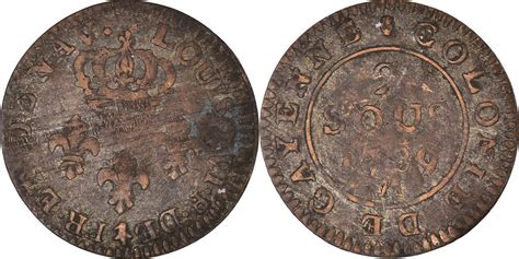 FRENCH GUIANA 2 Sous 1789 A Münze Paris SS Billon KM 1 Lecompte 20