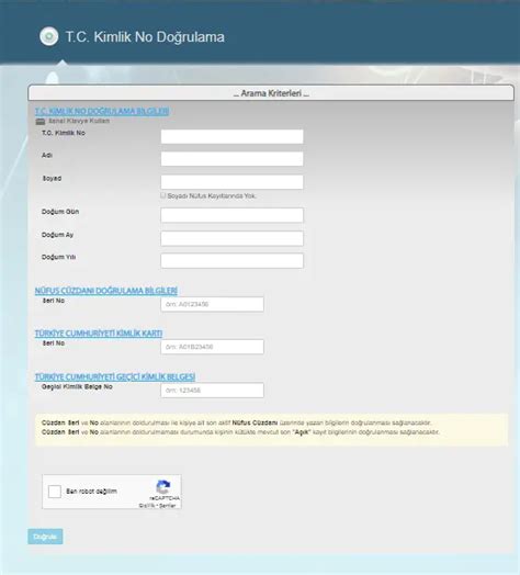 Aile Sıra No Olmadan Tc Kimlik Sorgulama