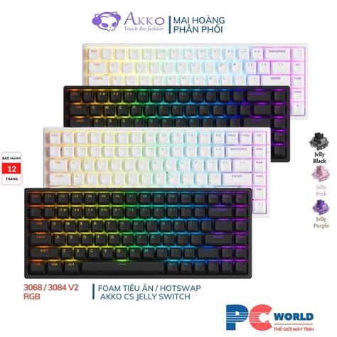 Bàn Phím Cơ Akko 3084 V2 Rgb 3068 V2 Rgb Black White Foam Tiêu âm