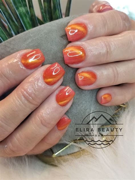 Orange Cat Eye Nails Cat Eye Gel Polish Cat Eye Nails Fall Nail Designs