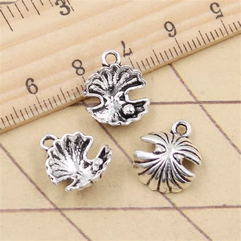 20pcs Charms Pearl Mussel Shell 15x13x6mm Tibetan Silver Color Pendants