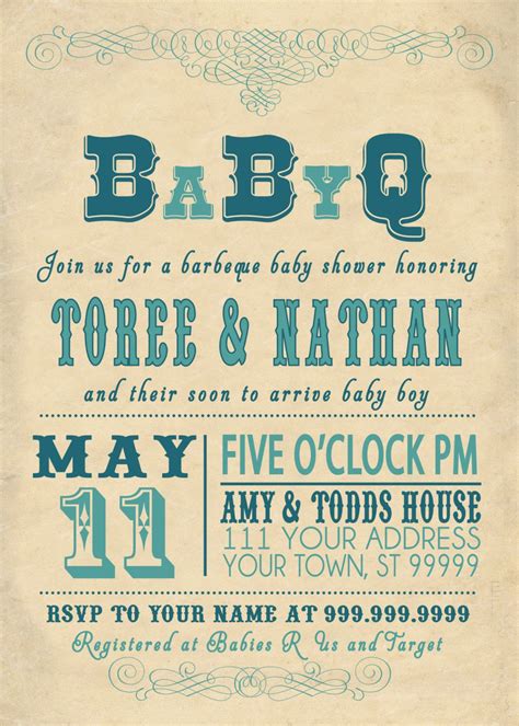 Babyq Bbq Baby Shower Invitation Tribal Baby Shower Baby Shower