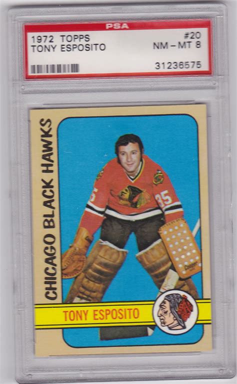 Tony Esposito 1972 1973 Topps 20 Hockey Card Graded Psa 8 Nm Mt