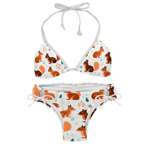 Squirrel Swim Suit Bikini Set With Detachable Sponge Adjustable Strap Two Pack Ideal For
